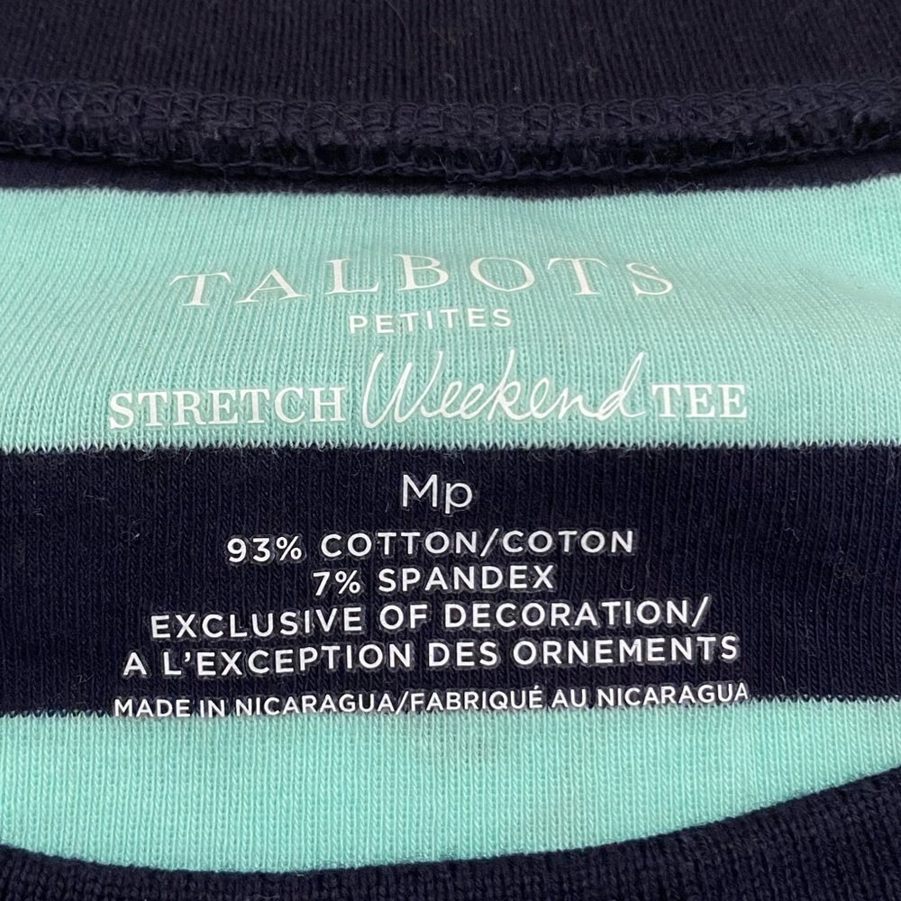Talbots Size MP Striped Weekend Tee - Picture 7 of 8